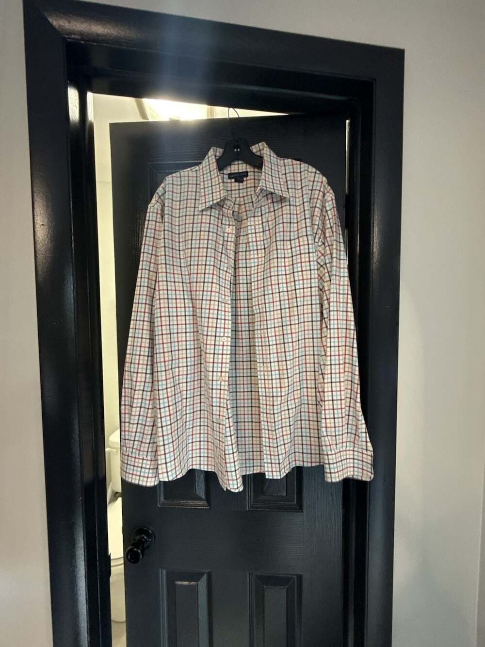 Lands' End Traditional Fit Plaid Button Down Shirt XL 17-17.5